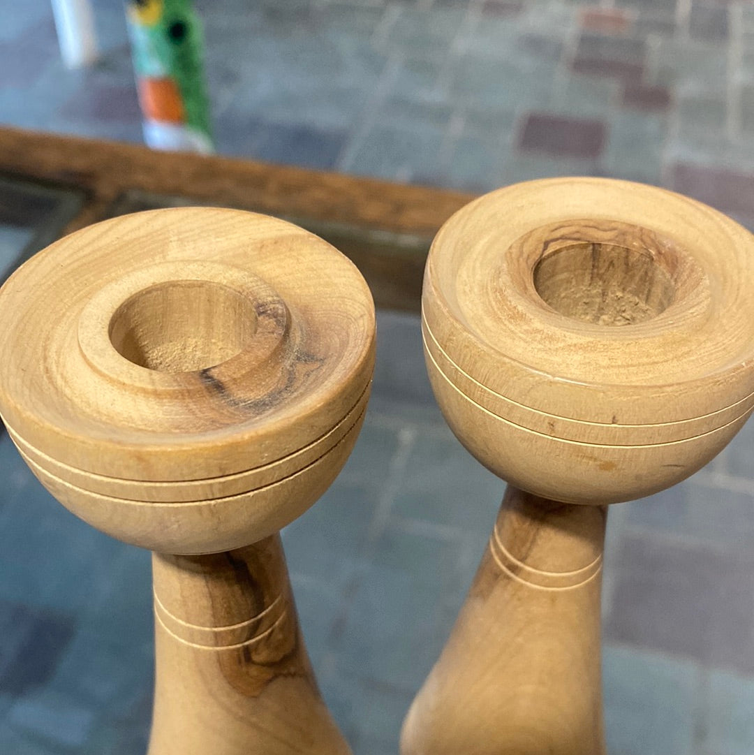 Olive Wood Candle Holder