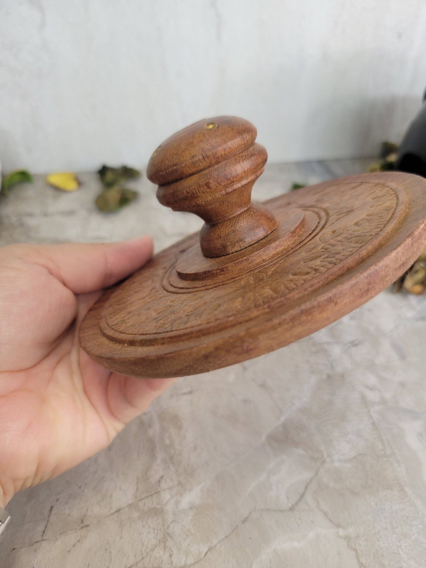 Engraved wood Stick Incense Burner