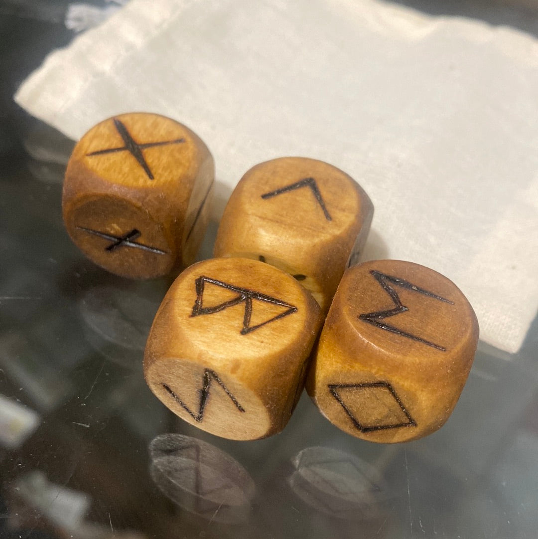 Wooden Rune Dice