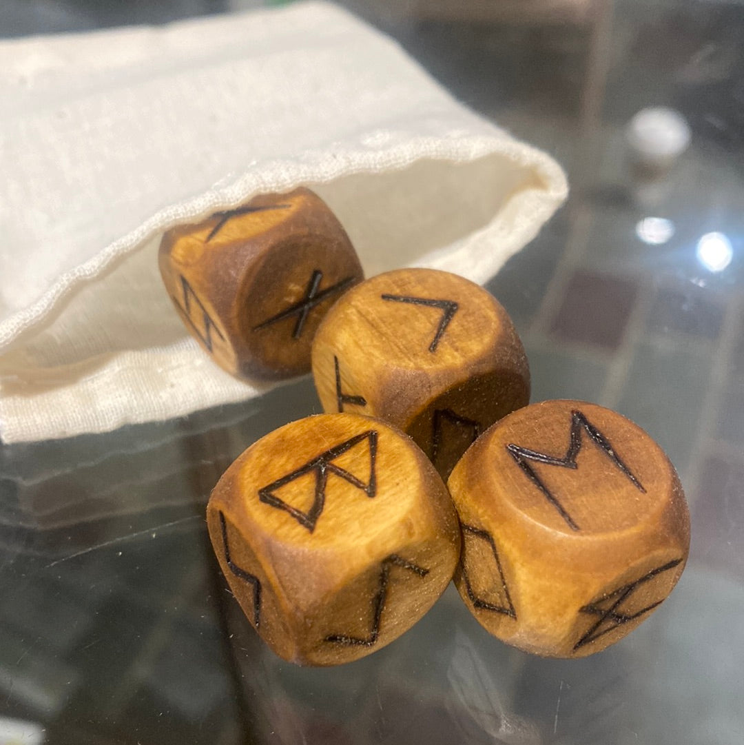 Wooden Rune Dice