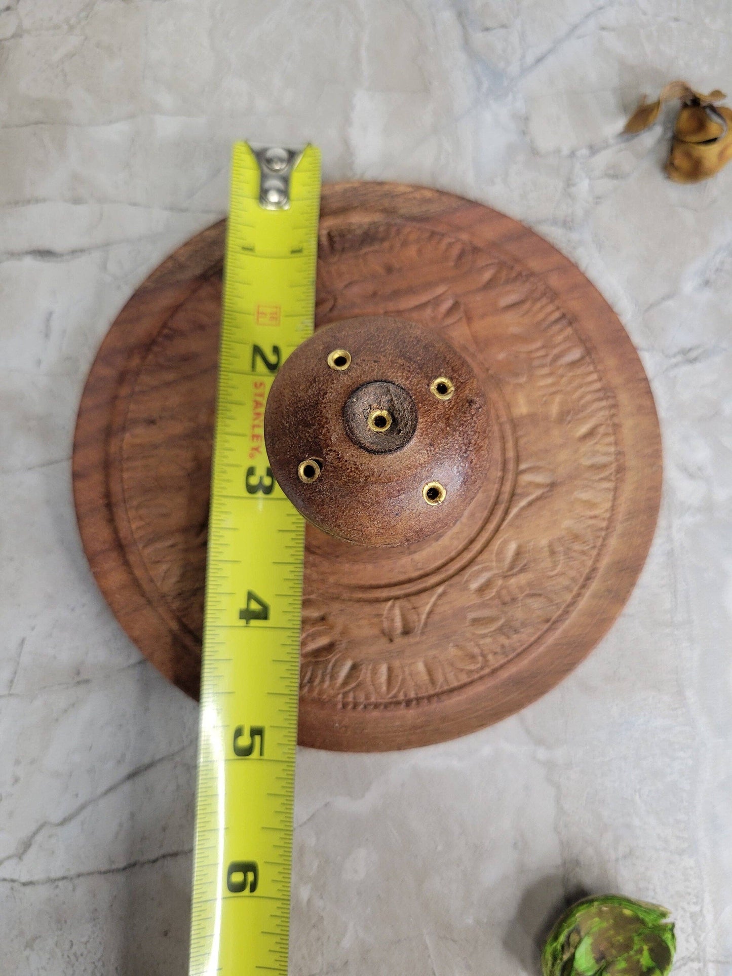 Engraved wood Stick Incense Burner