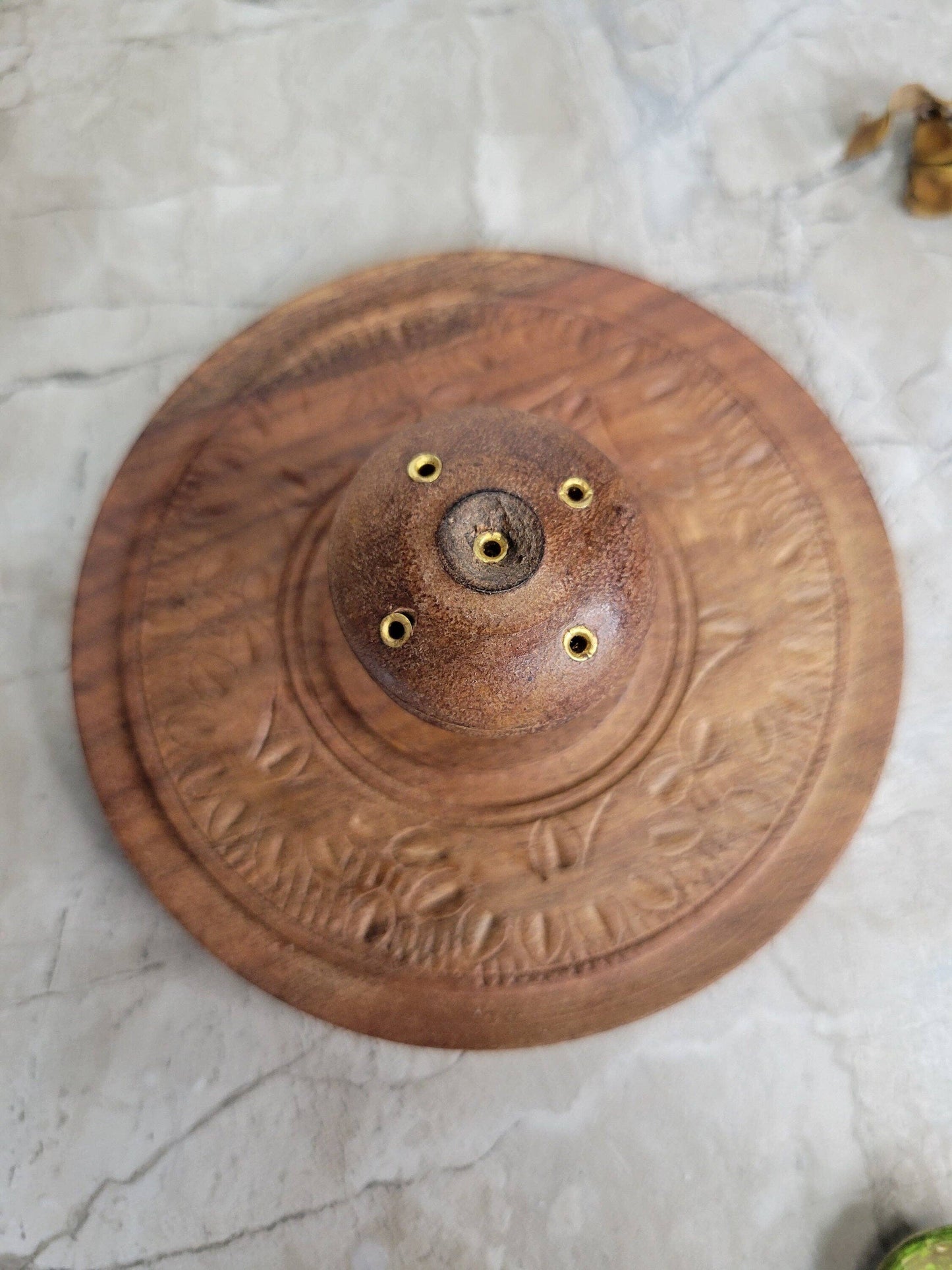 Engraved wood Stick Incense Burner
