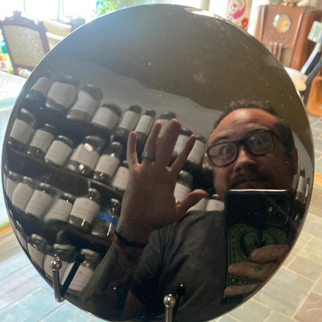 Black Obsidian Round Mirrors scrying mirror, 7 1/2 inches