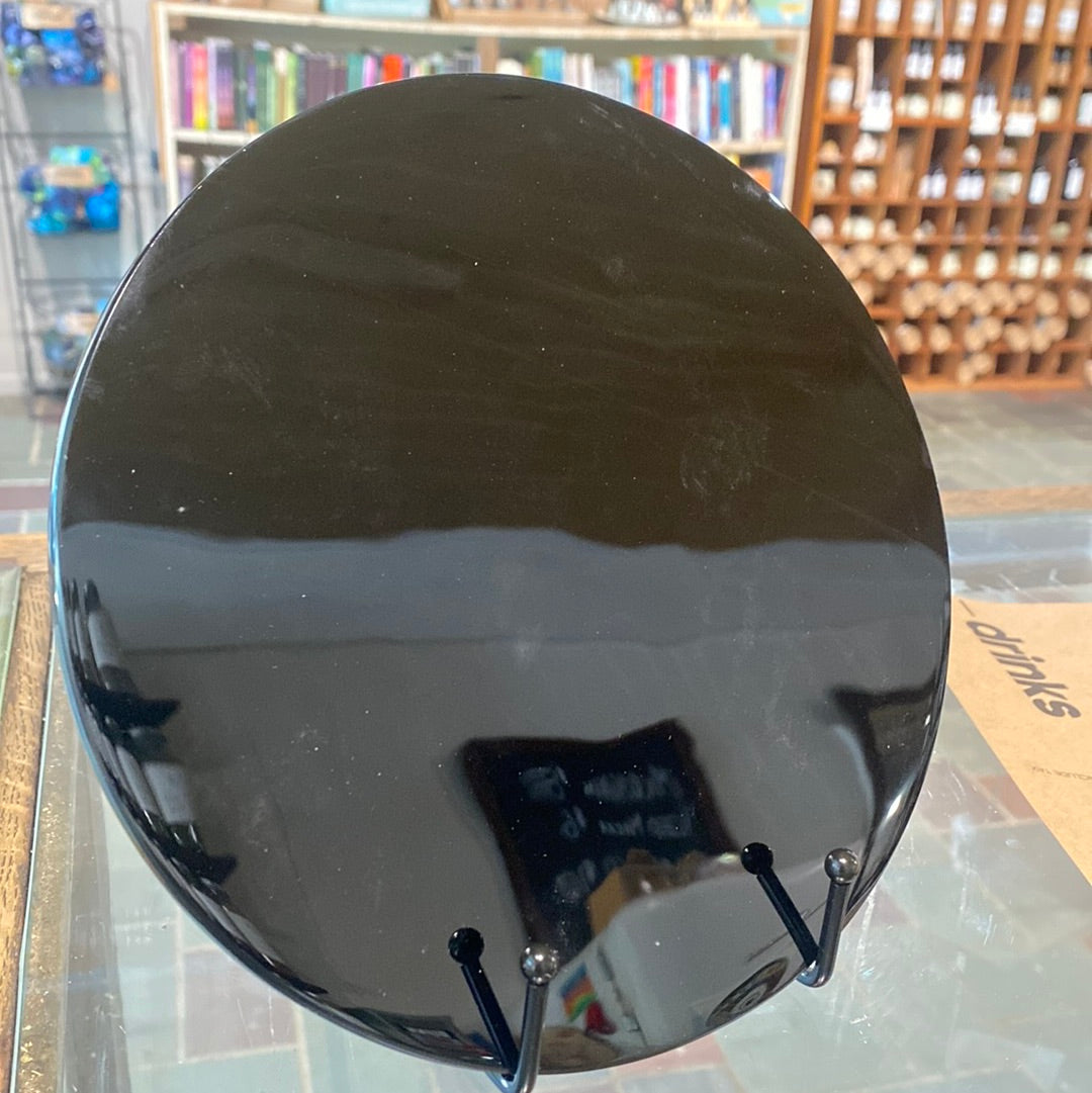 Black Obsidian Round Mirrors scrying mirror, 7 1/2 inches