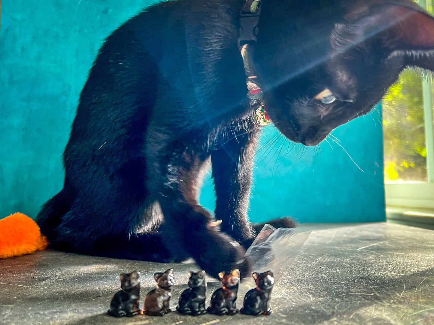 Tiny Black Obsidian Cats