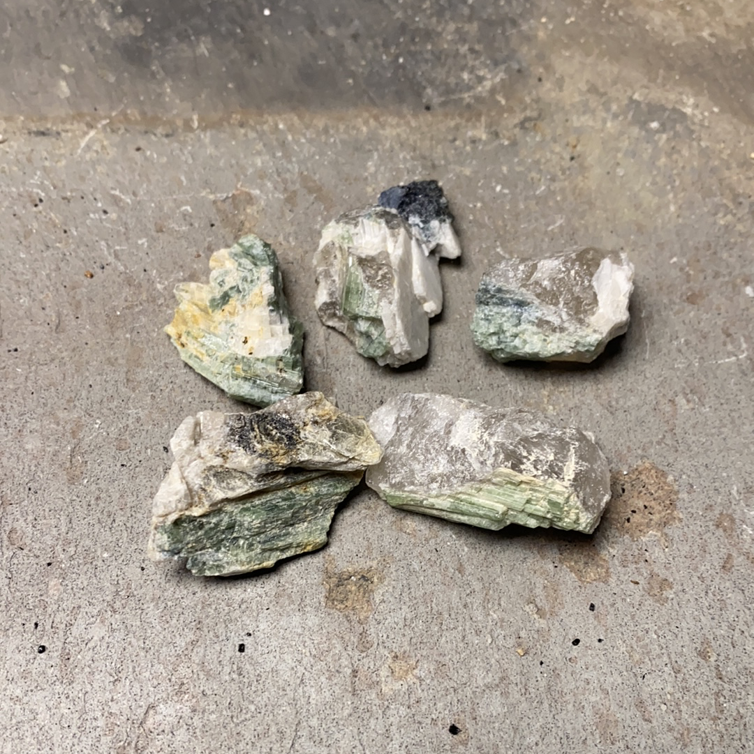 Green Tourmaline and Lepidolite