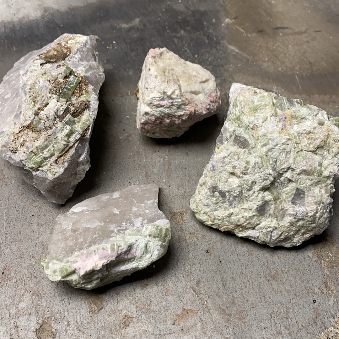 Green Tourmaline and Lepidolite
