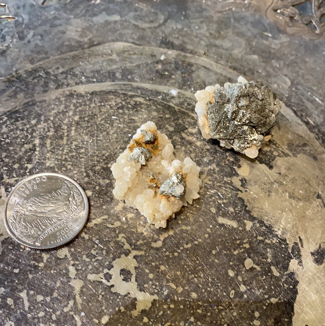 Pyrite with Hexagonal Calcite