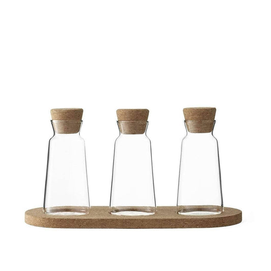 3 Glass Dry Loose Leaf Tea Jars w/ Tray