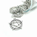 Silver Pentacle Pentagram Wiccan Charms, 31x28mm