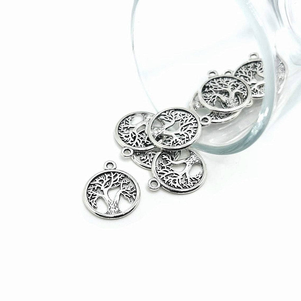 Small Silver Tree of Life Charms, 19x16mm