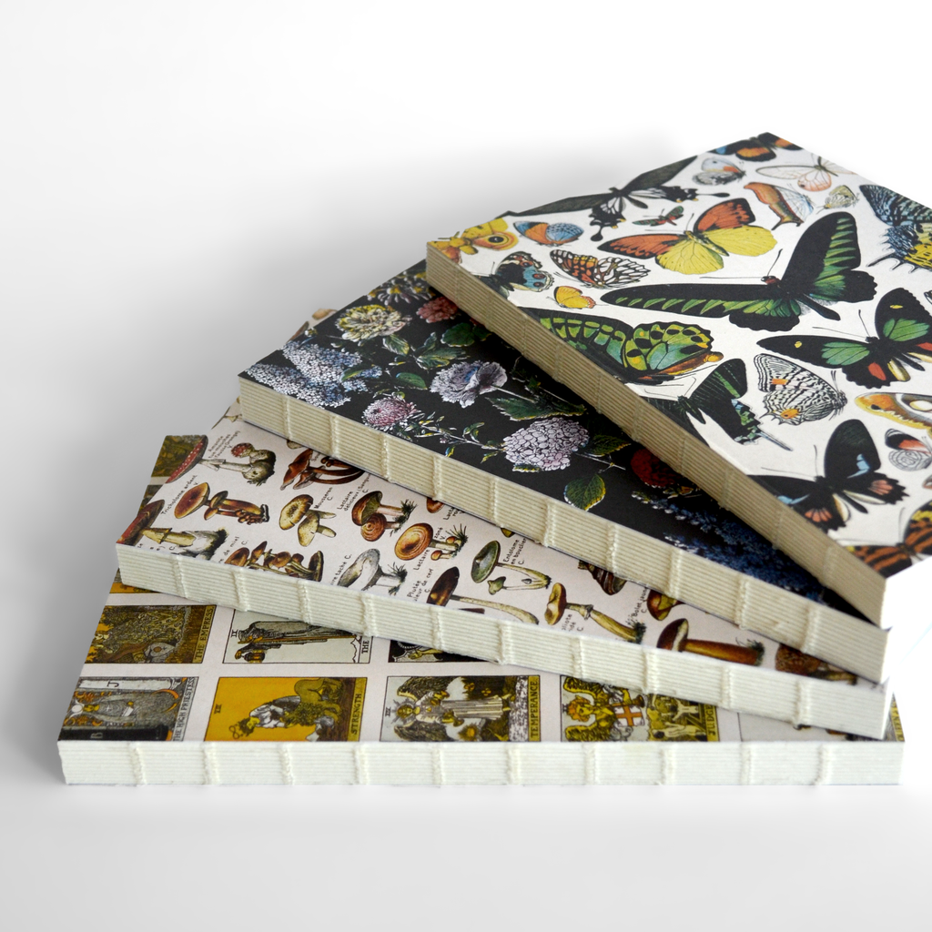 Vintage Botanical Flower Garden Exposed Binding Notebook