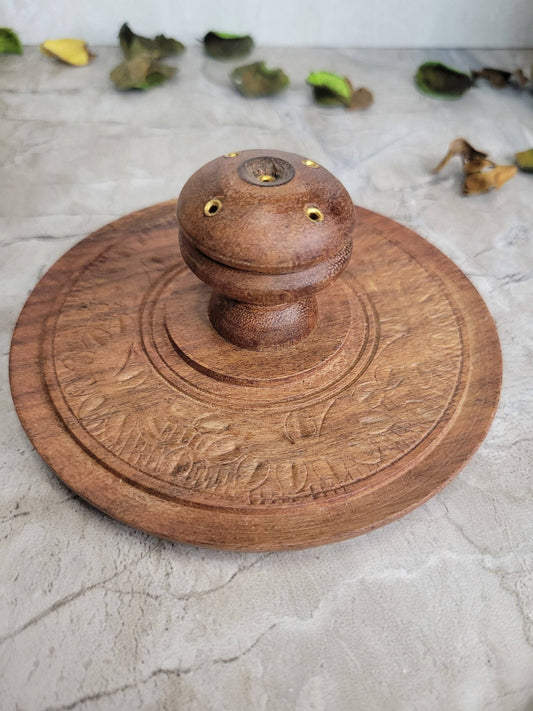 Engraved wood Stick Incense Burner