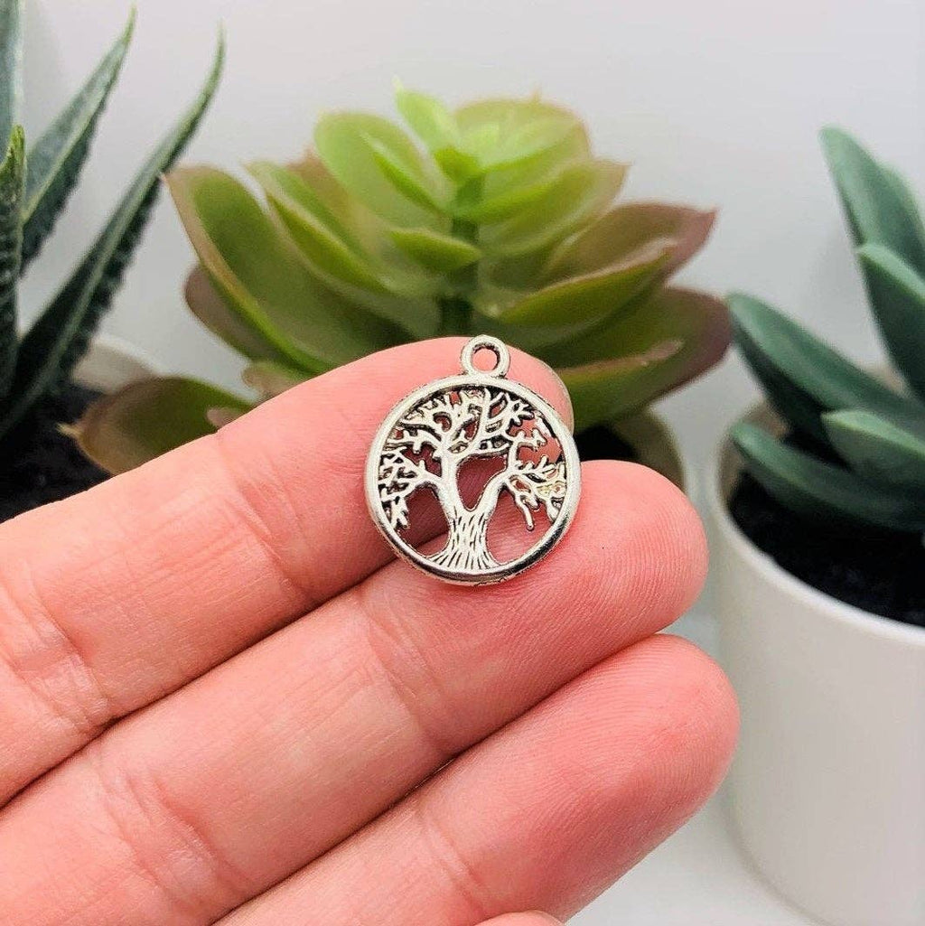 Small Silver Tree of Life Charms, 19x16mm