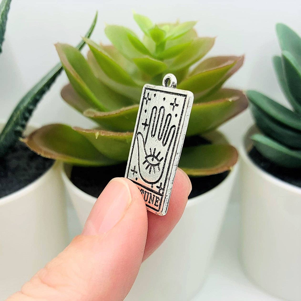 The Fortune Silver Tarot Card Fortune Teller Pendant, 28x15mm