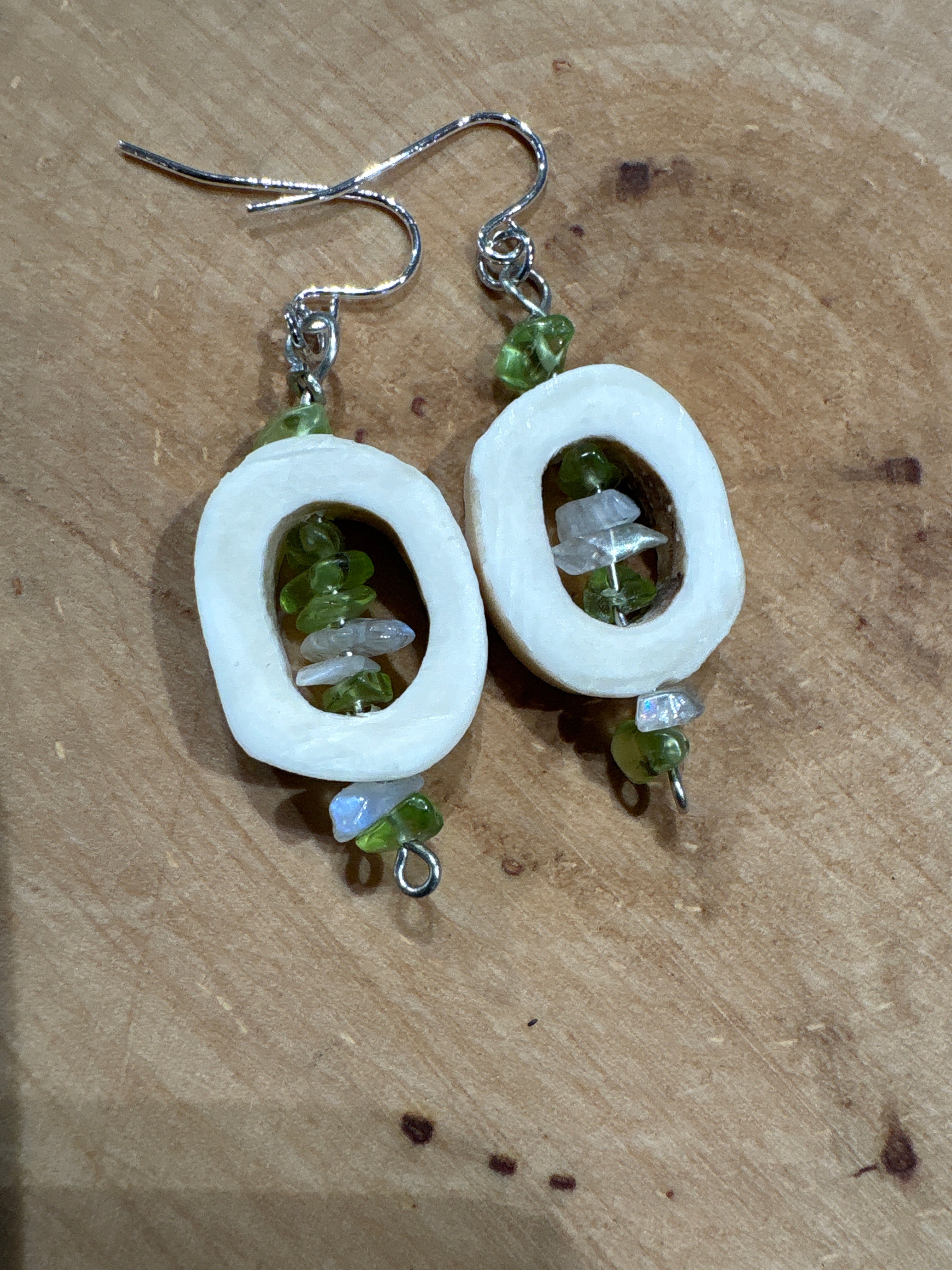 Bone and Stone Earrings