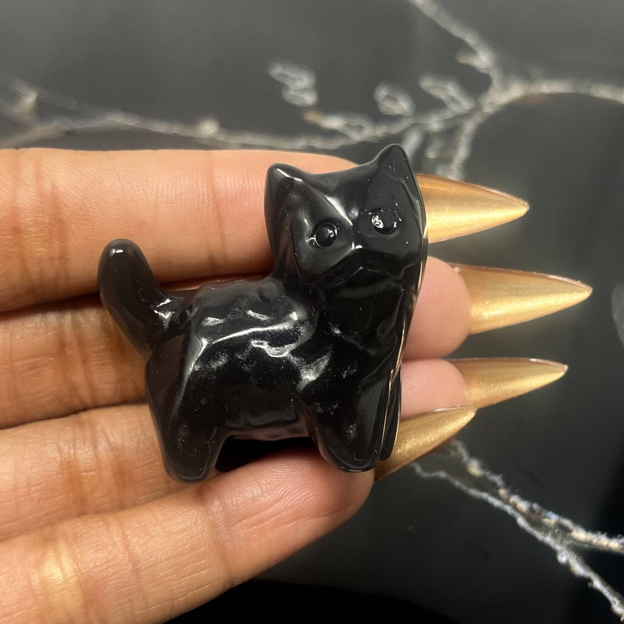 Standing Obsidian Kitten
