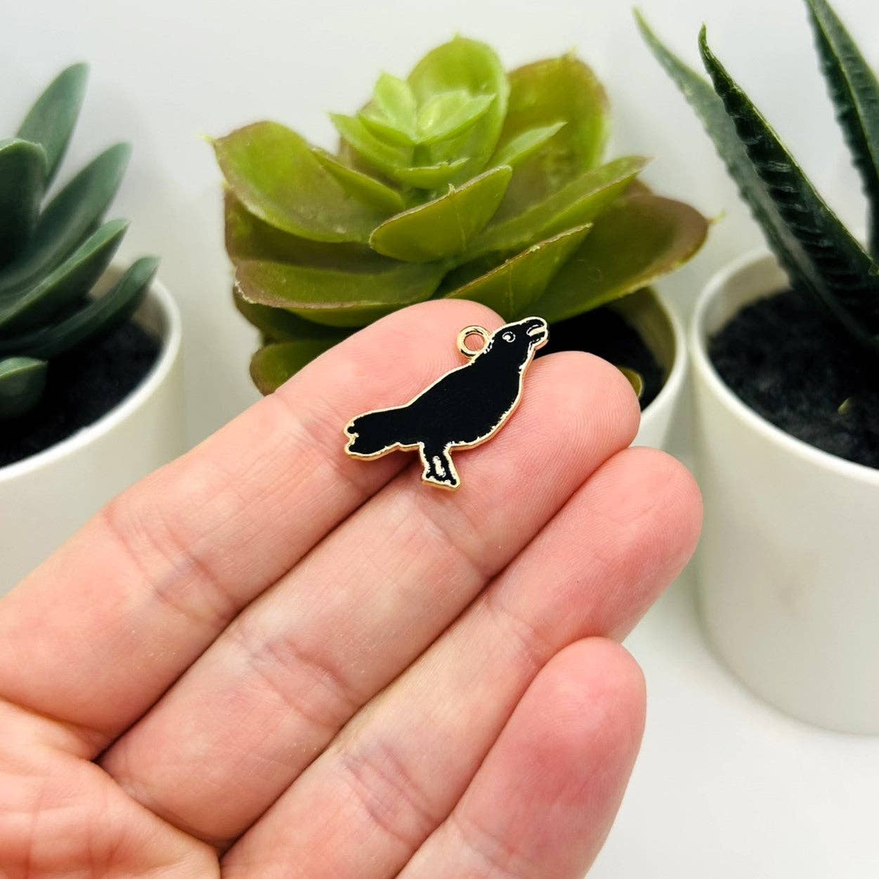 Enamel Raven / Crow Charm