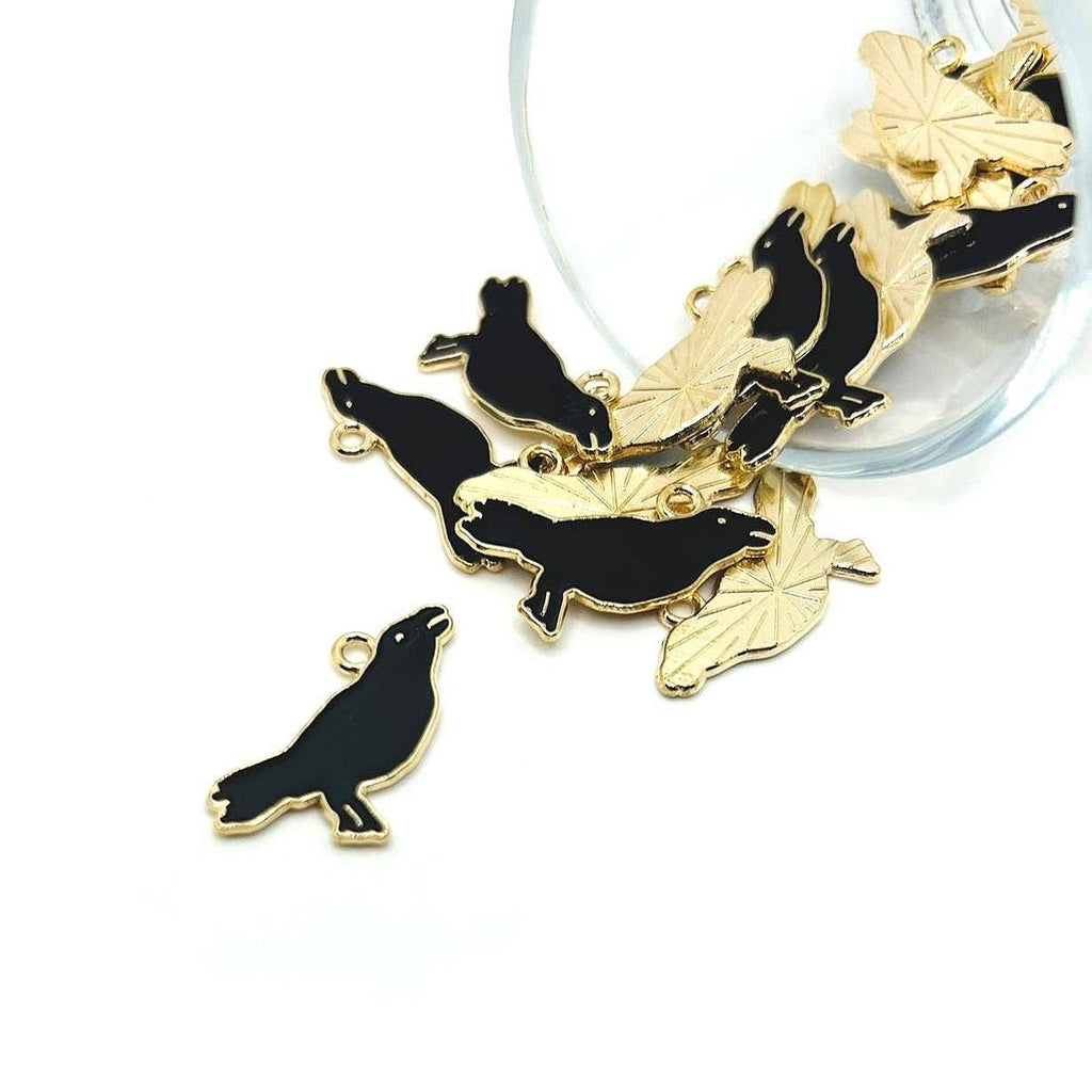 Enamel Raven / Crow Charm