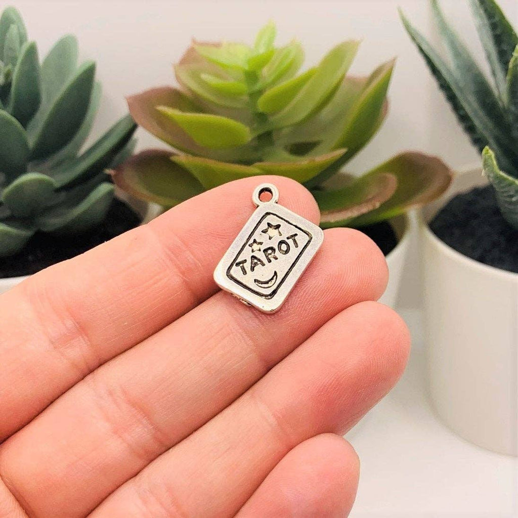 Silver Tarot Card Fortune Teller charms, 18x14mm