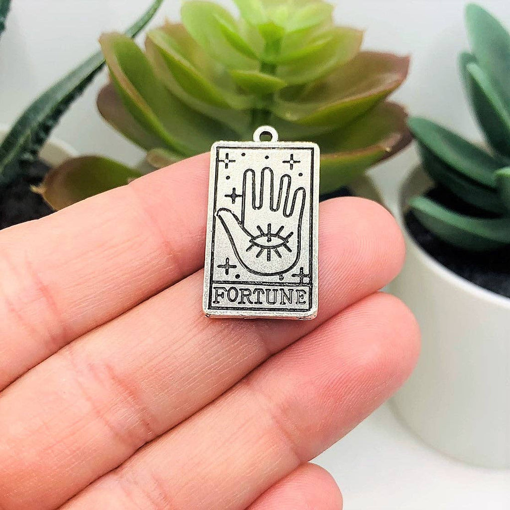 The Fortune Silver Tarot Card Fortune Teller Pendant, 28x15mm