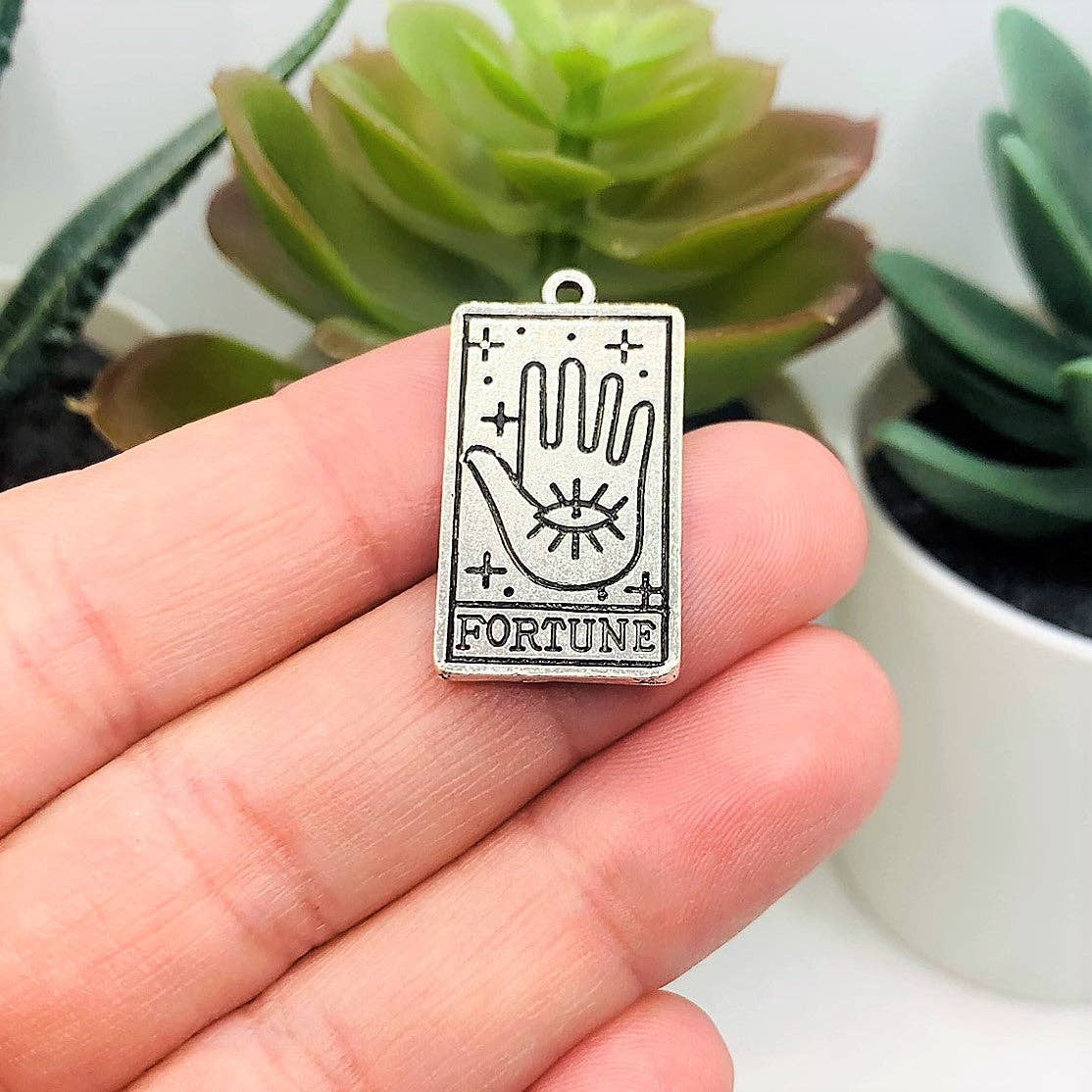The Fortune Silver Tarot Card Fortune Teller Pendant, 28x15mm