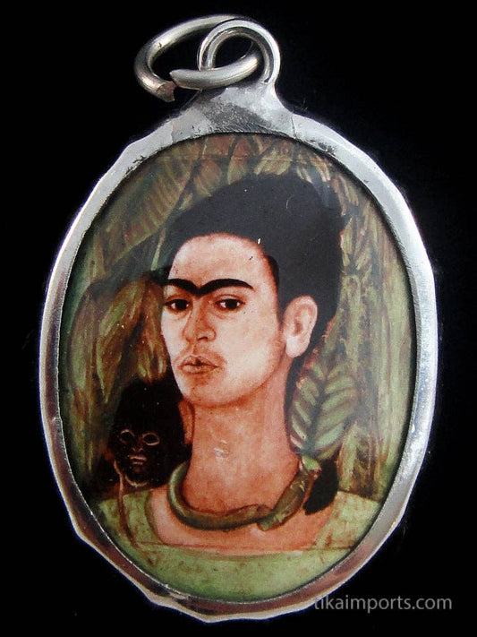 Frida Kahlo Enamel Pendant Necklace