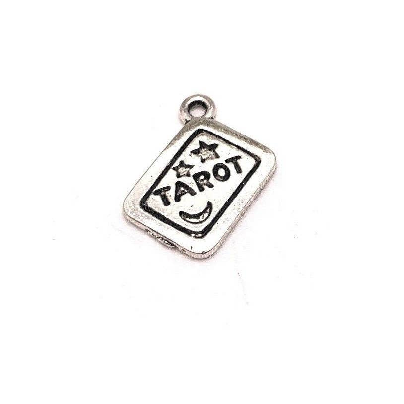 Silver Tarot Card Fortune Teller charms, 18x14mm