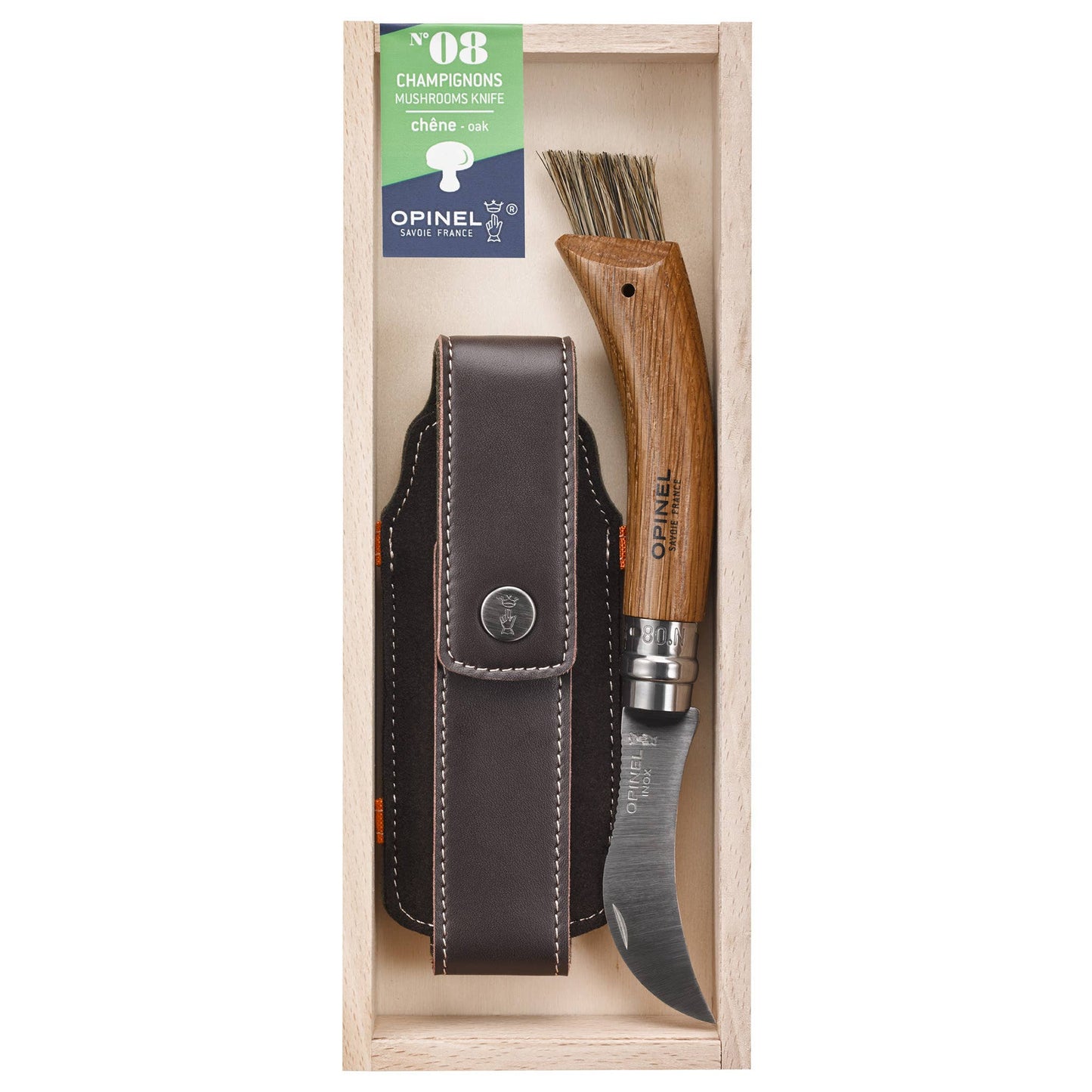 Opinel No.8 Mushroom Oak + Sheath Gift Box