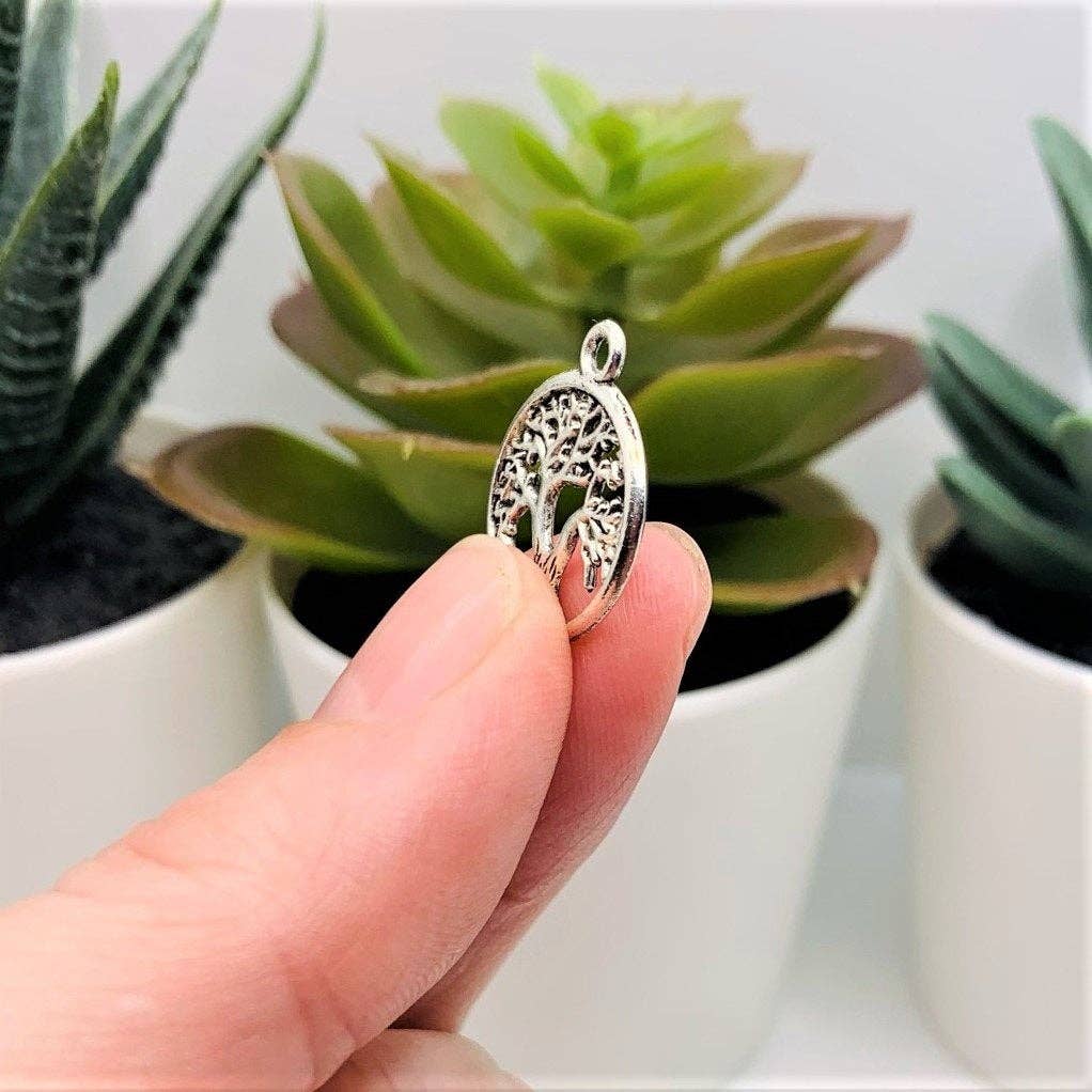 Small Silver Tree of Life Charms, 19x16mm
