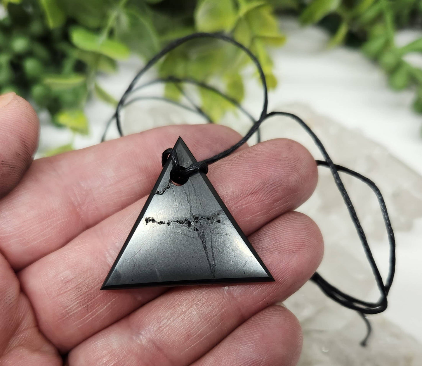 Shungite Pendant Triangle with Cord