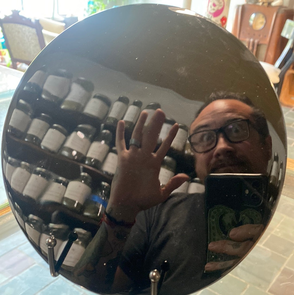 Black Obsidian Round Mirrors scrying mirror, 7 1/2 inches
