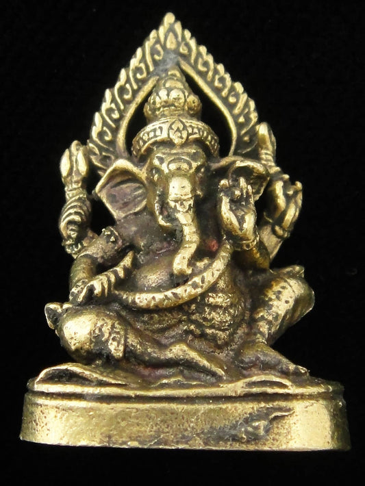 Seated Ganesh Brass Deity Statuette