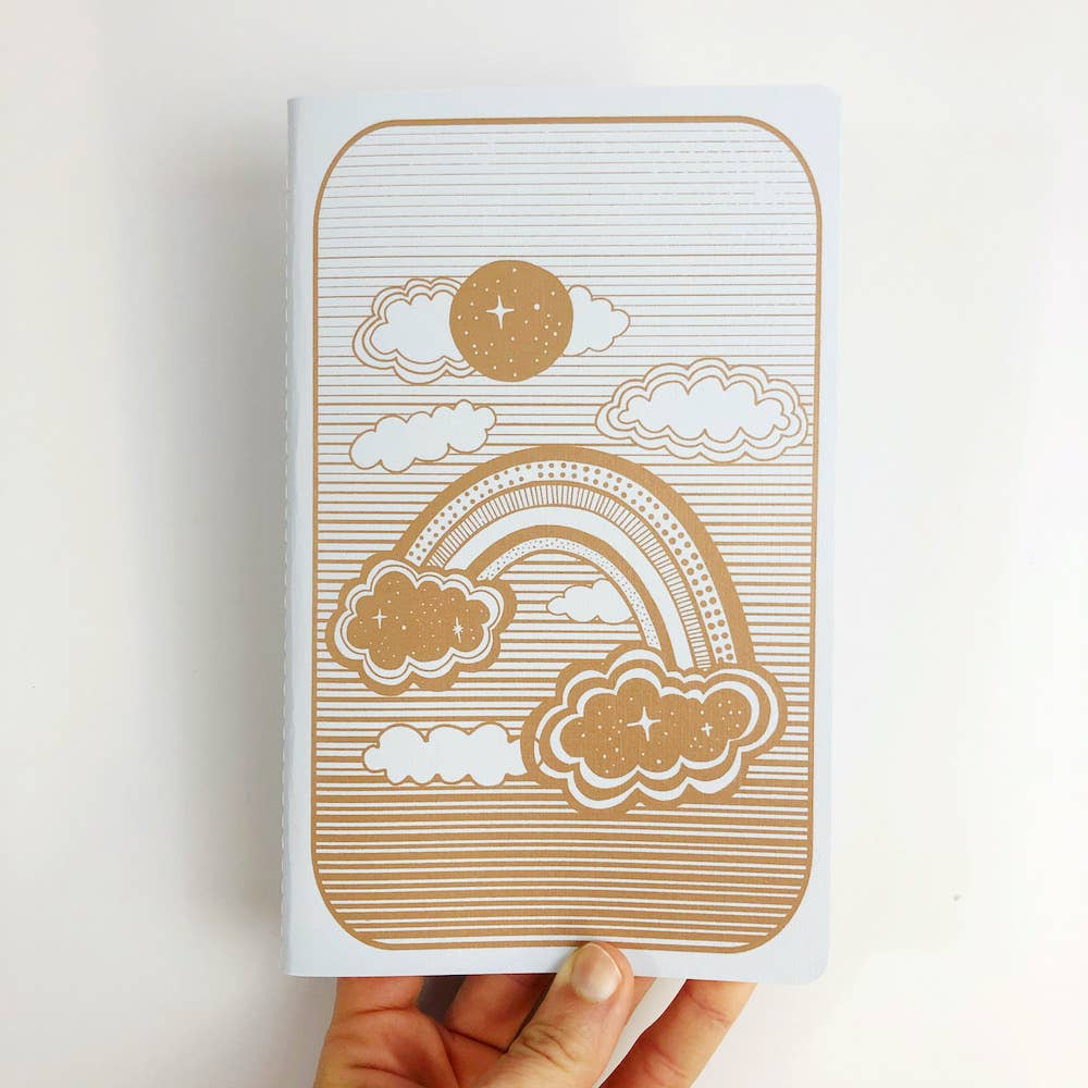 Space Rainbow Dot Notebook in Light Blue