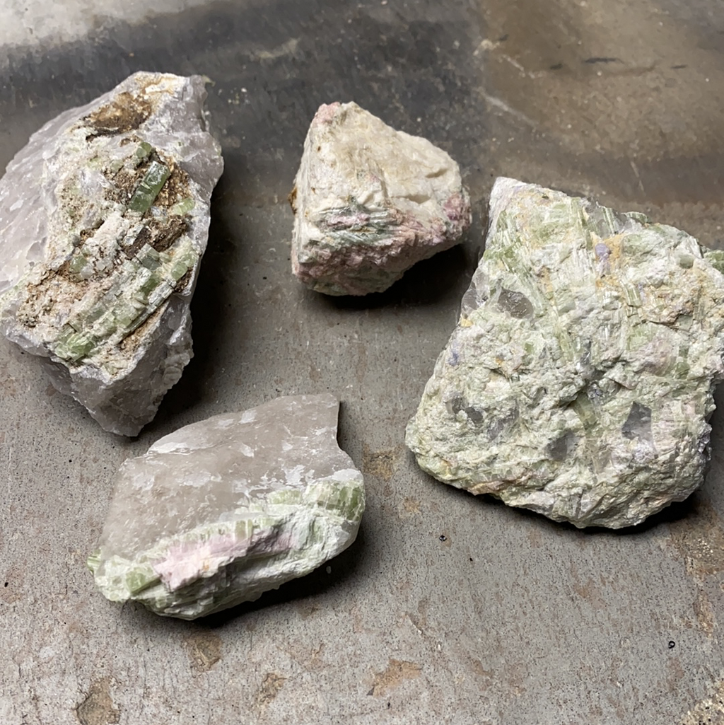 Green Tourmaline and Lepidolite